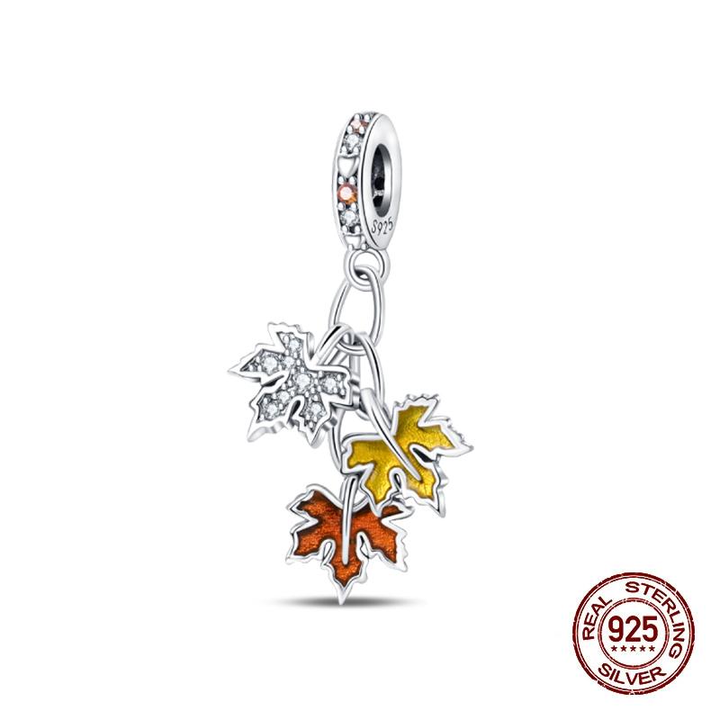 Autumn New Copper Brown Maple Leaf Pumpkin Bee Charms Bead Fit 3Mmoriginal Bracelets Diy Jewelry Warm Gift