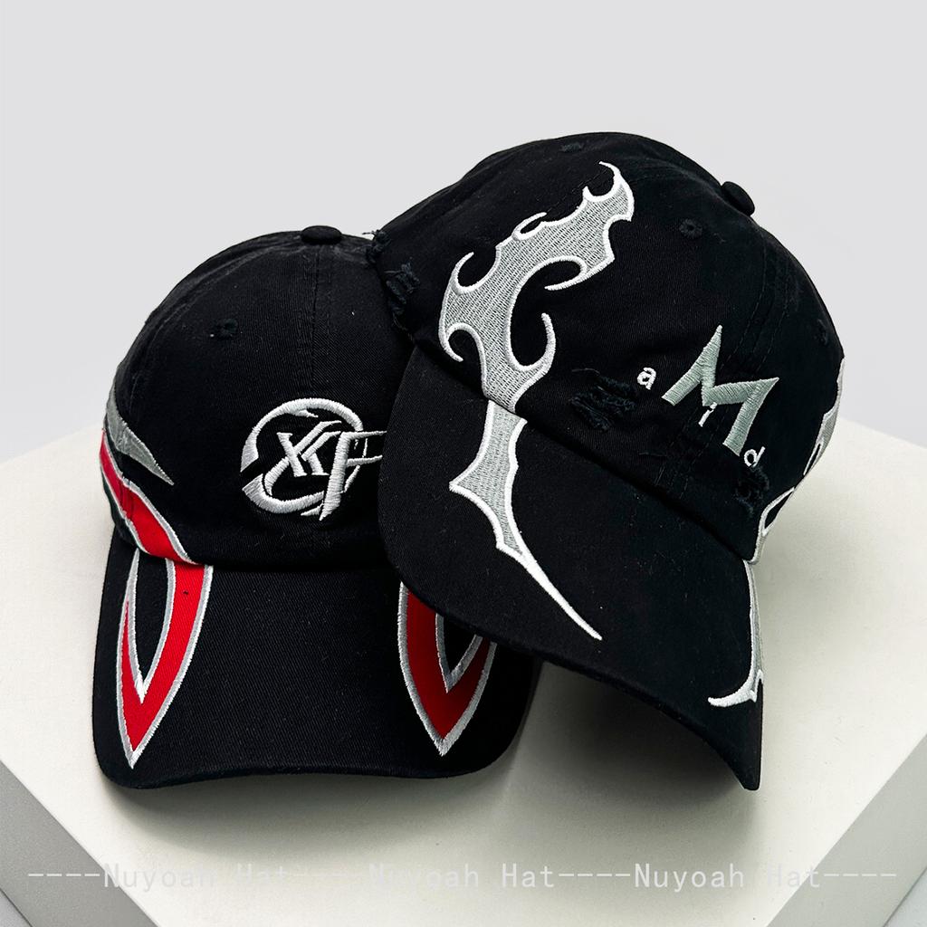And Women American Niche Style Embroidered Flame Double-Edged Blade Baseball Caps Sun Protection Personalized All-Match Peaked Hats Fashion Latest