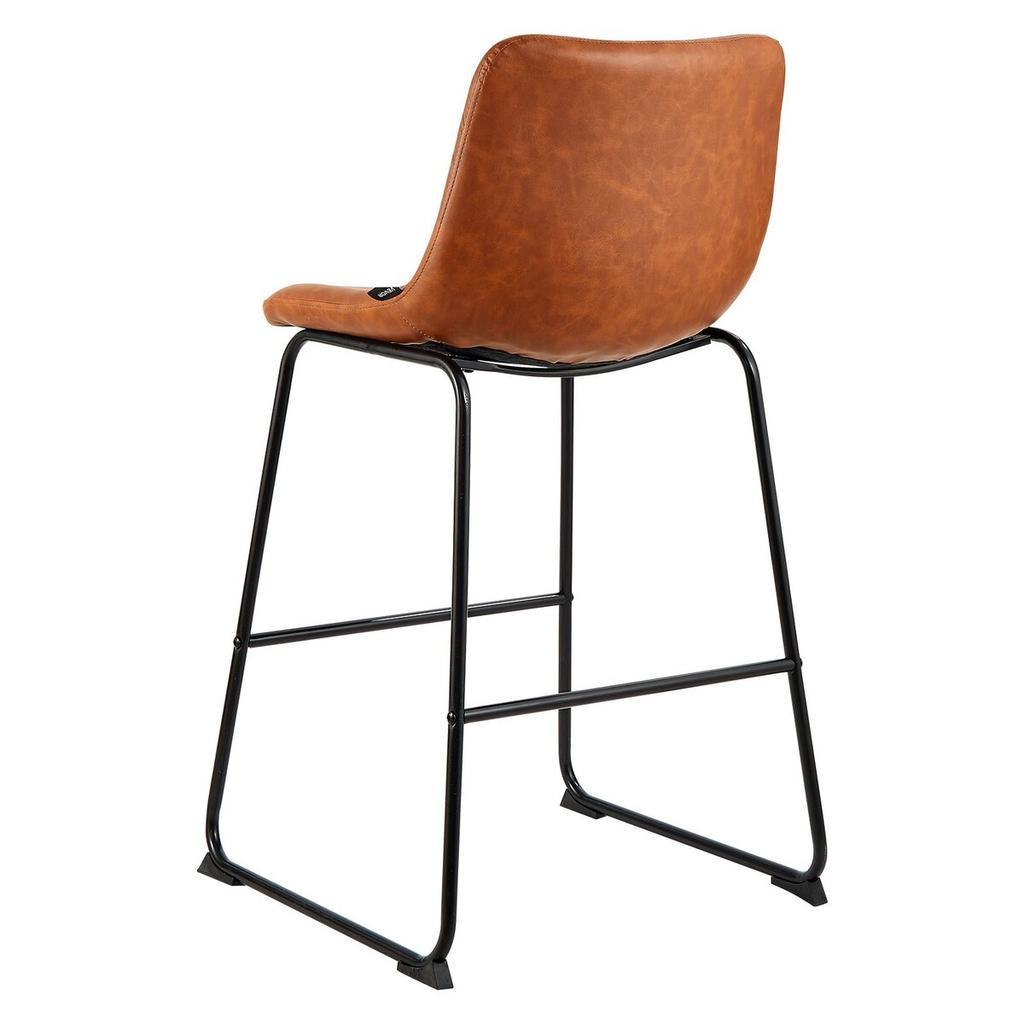 Bar Stool Set of 4, 65cm Counter Height Stools, Modern PU Leather Counter Barstool with Backrest, Metal Legs, Easy Assembly Armless Bar Chair, Island