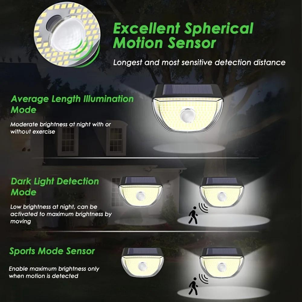 Waterproof 200 LED Solar Lights with Motion Sensor Outdoor Solar Security Lighting Wide Angle Solar Wall Light for Yard Garage Porch Garden
