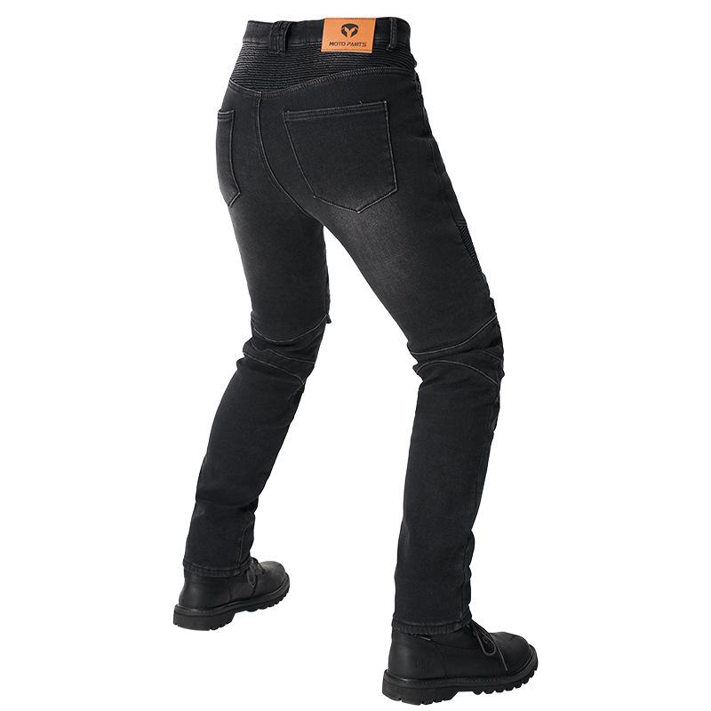 Unisex Fleece-Lined High Waist Motorcycle Riding Jeans with Protectors - Windproof, Warm, Fall-Proof.