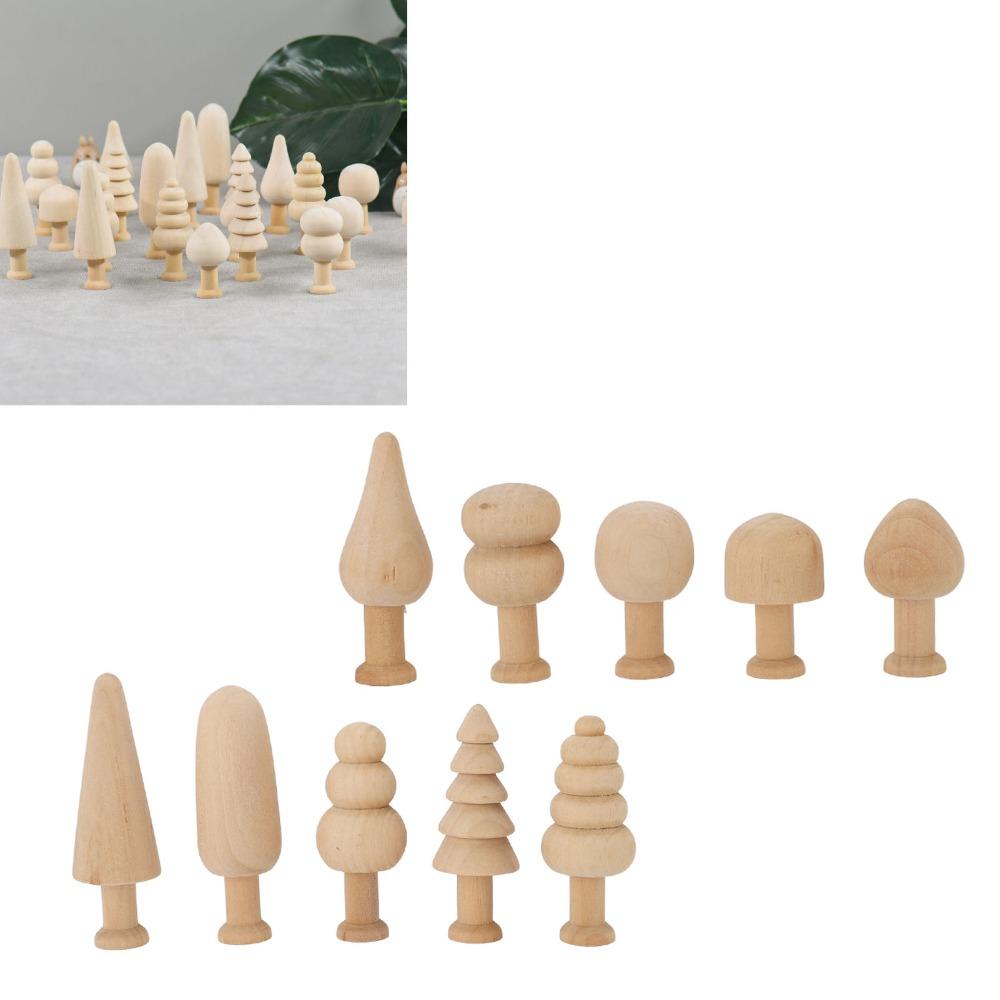 20 Pcs 25mm Blank Wooden Peg Trees Smooth Edges Mini Wooden Pendants Home Holiday Decoration
