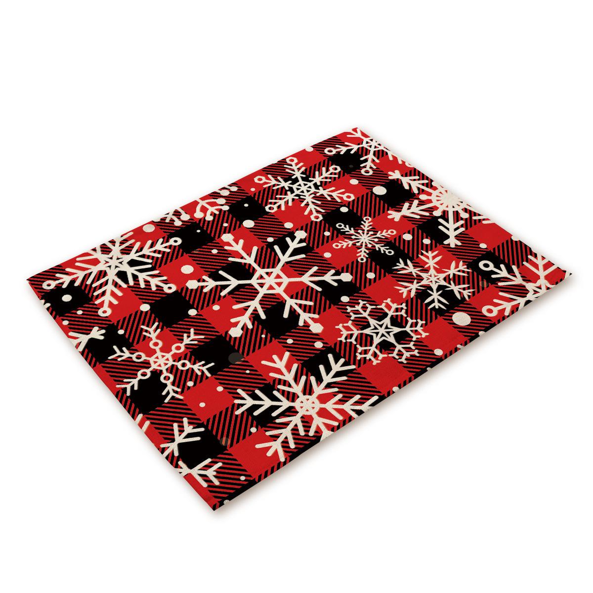 

4/6/8Pcs Christmas Placemats 45x30cm Linen Non Slip Heat Resistant Place Mats Christmas Element Pattern Decoration Dining Table 4Pcs-30X45cm(12X18in