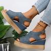 Fashion 2025 New Cut Out Glitter Color Golden Silver Women Casual Wedges Sandals One Line Buckle Peep Toe Women Summer Beach Sandals