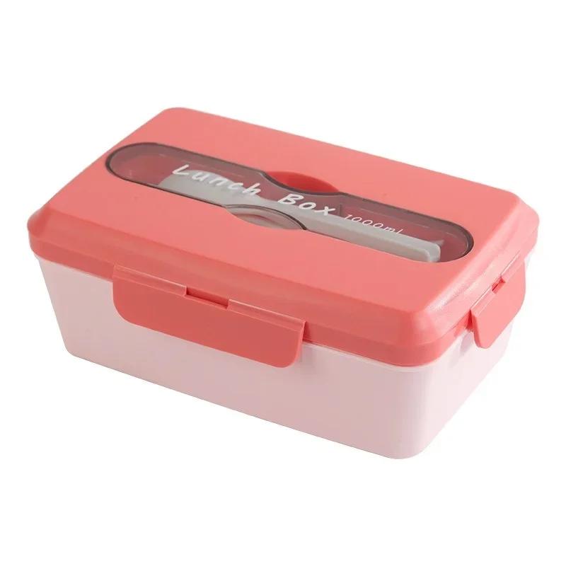 1000 мл Ланч-бокс Бенто Утолщенный Пищевой Пластик Контейнер для Хранения Продуктов Микроволновый Теплый Студенческий Офисный Пикник Кемпинг Портативный Герметичный Ланч-бокс 3 1000ml 1 розовый 1230₽