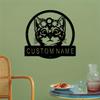Metal Cat Flower Custom House Number Sign Personalized Garden Wall Decor Farmhouse Name Plate