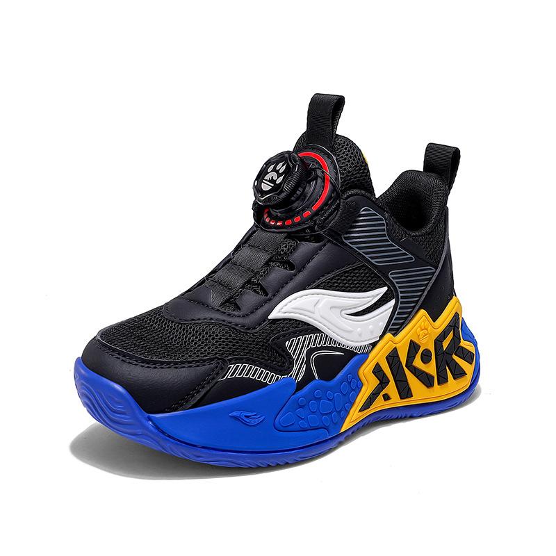 Boys basketball shoes breathable mesh medium older boys light soft sole non-slip children's sports running shoes buttons