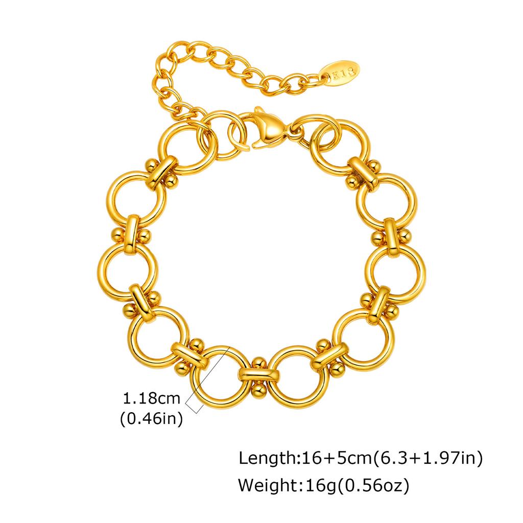 18K Gold-Plated Stainless Steel Hand-Spliced Chain Bracelet, Women'S Personalized Punk Metal Chain Wrist Jewelry