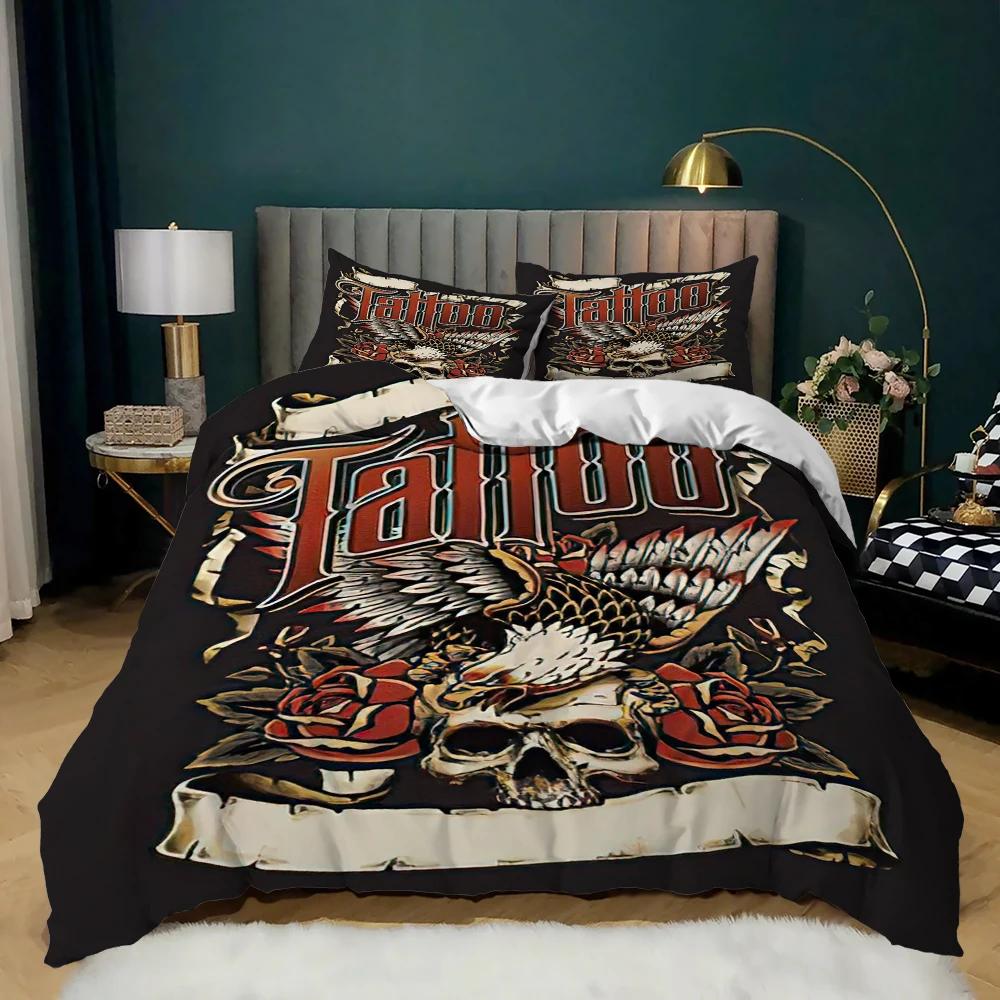 Skull Duvet Cover Queen Size Gothic Skeleton Bedding Set Rose Flower Polyester Comforter Cover For Kids Teens Adults Halloween