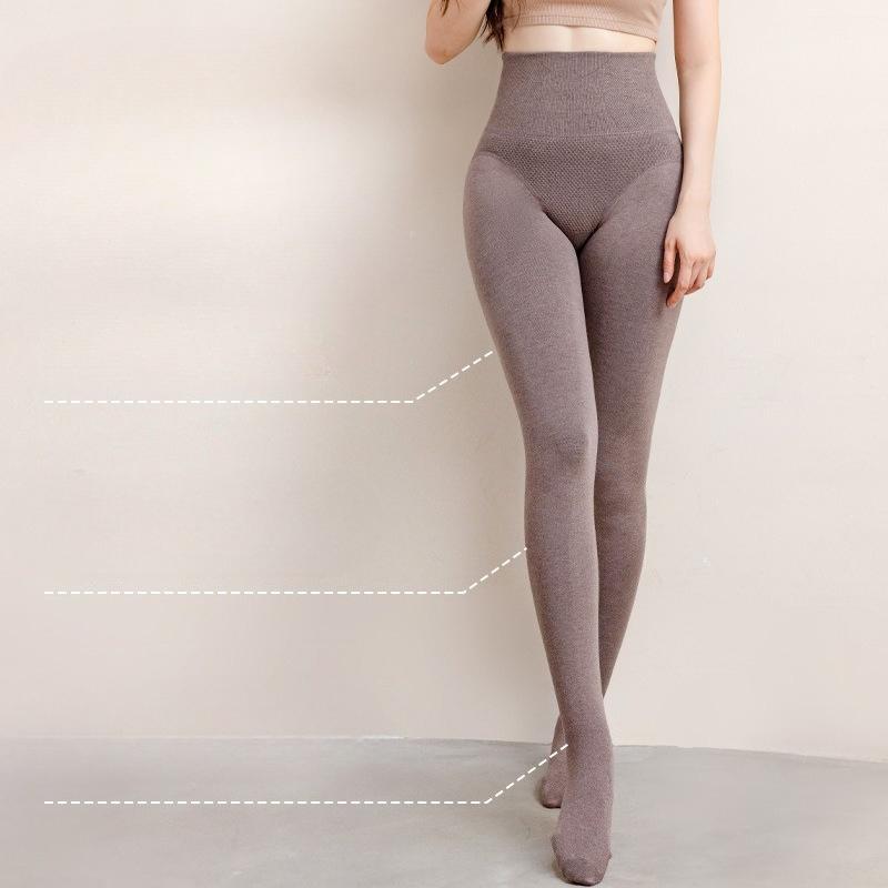 Women's Gray Extended Length Compression Slimming Pantyhose Spring Autumn Outer Wear Non-Slip Drop-Free Leggings