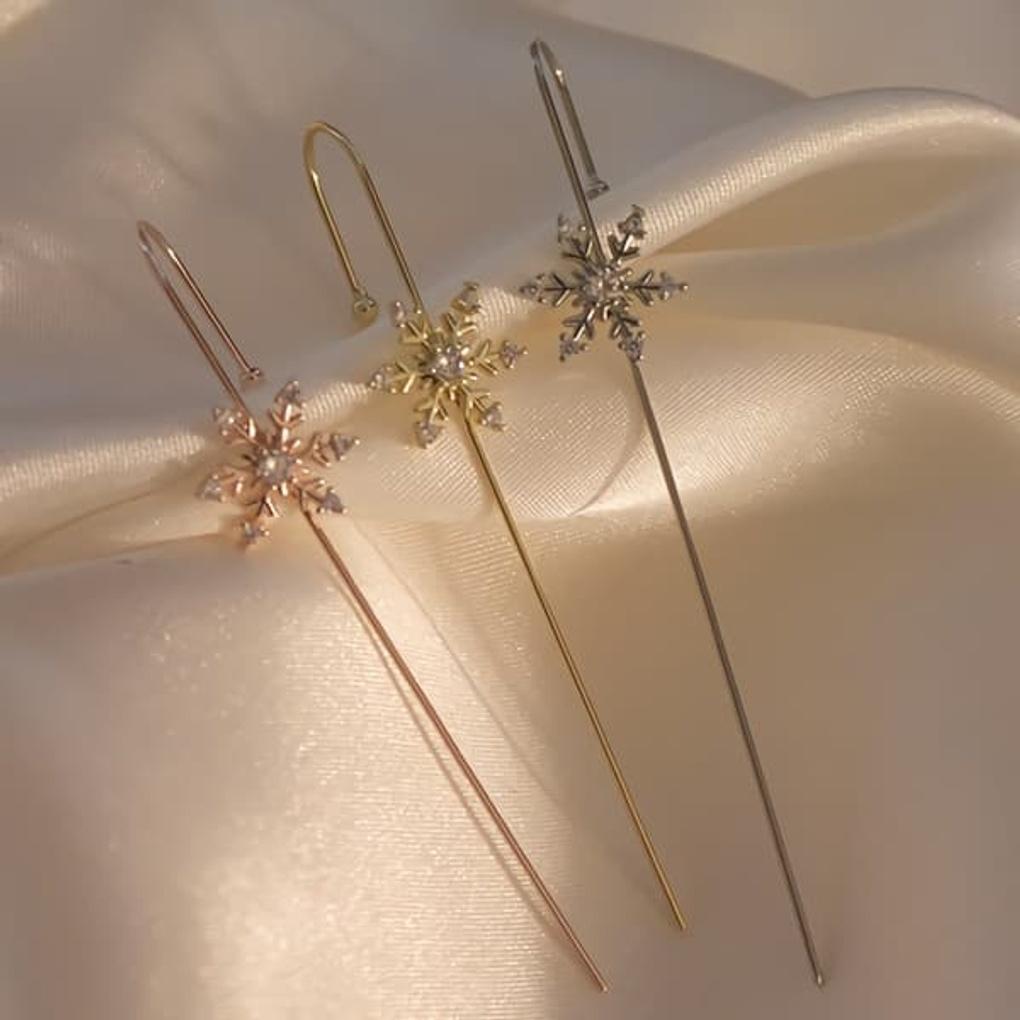 

Women s Medium Snowflake Crawler Hook Earrings rose gold