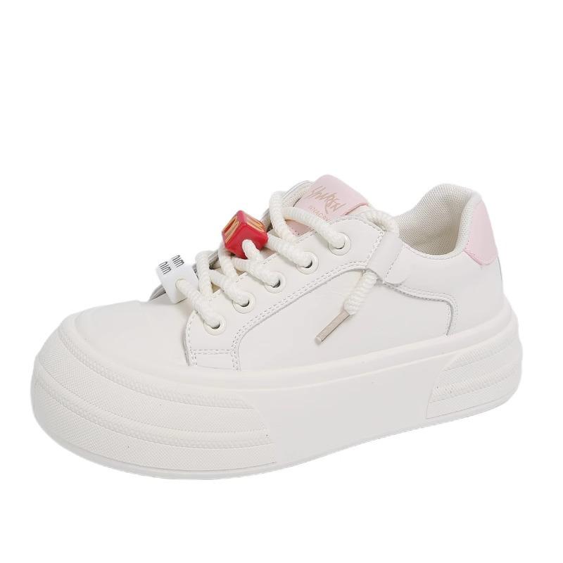 Little White Shoes Women's Spring 2025 Big Head Bread Shoes Versatile Platform Sports and Leisure Board Shoes Increase Height and Comfort