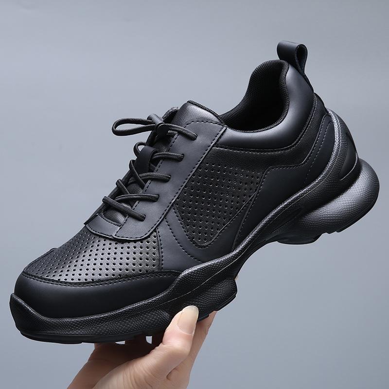Spring and summer leather walking shoes outdoor sports cross-country running shoes men's hollow breathable casual non-slip hiking shoes