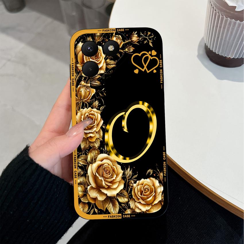 

Для Tecno Pova 7 6 5 4 Pro Neo Spark 10 10C Чехол для телефона Счастливый узор из букв от A до Z Розовый матовый силиконовый Противоскользящий Защитная задняя крышка Для корпуса Tecno Tecno Spark 10C