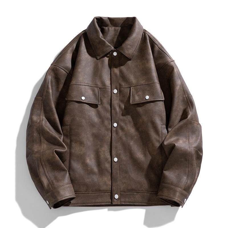 Leather Jacket Men's American Jacket Men's Top Loose Jacket Men's Clothing
