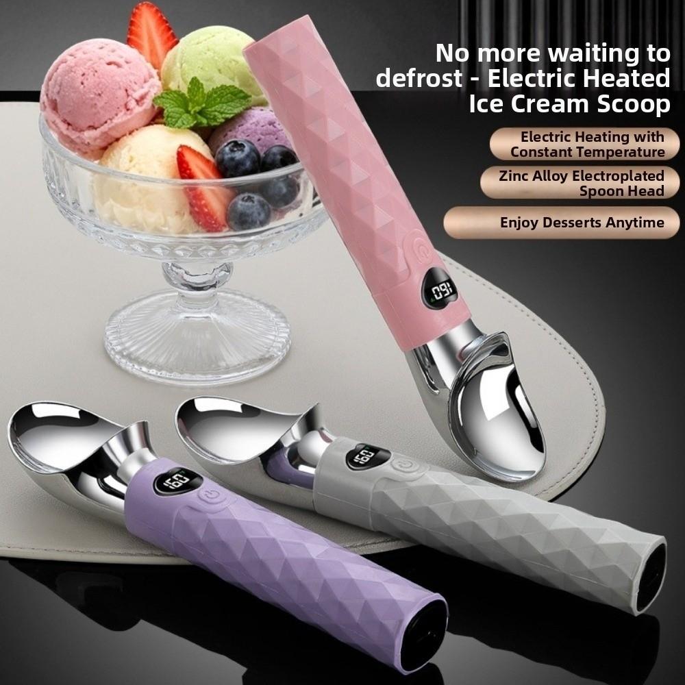 Waterproof Self Warming Dessert Gadget LED Display Ice Cream Dipper Hard Ice Cream