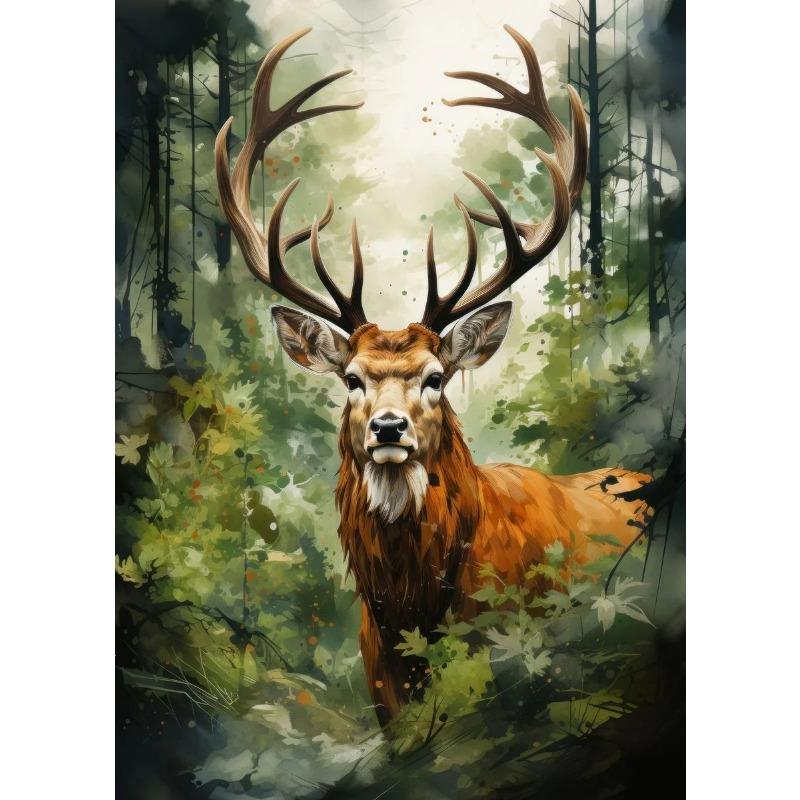 Lovely Animal Wild Deer Canvas Poster Cute Jungle Angel Wall Art Picture for Living Room Bedroom Club Bar Modern Home Decor Gift