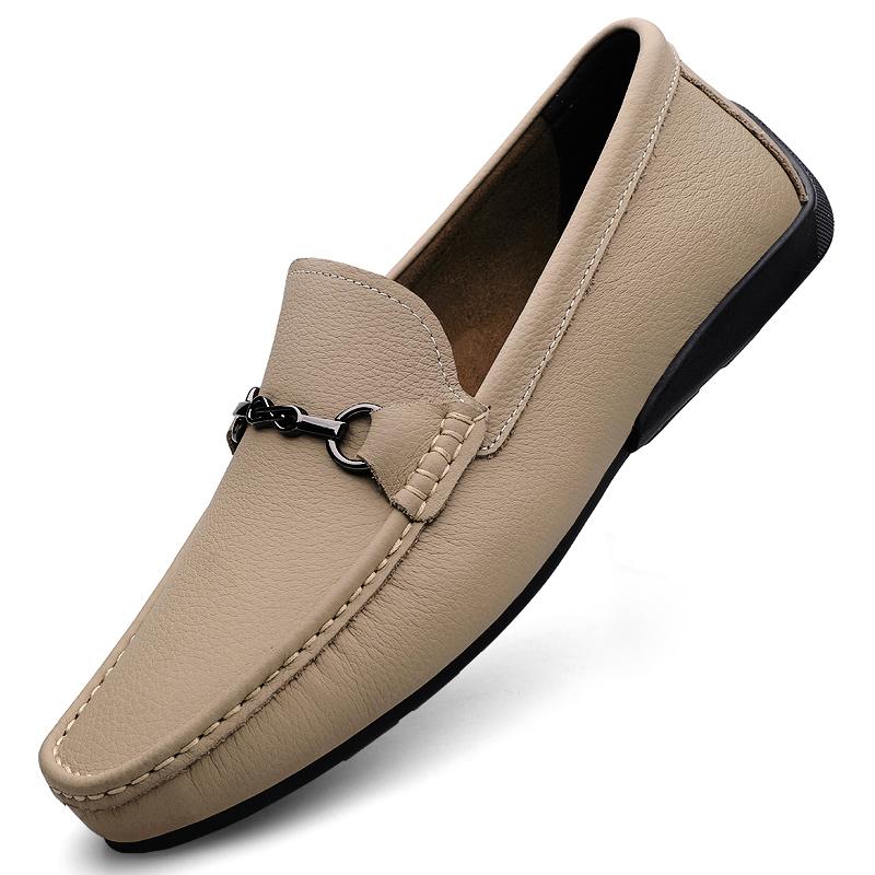 

Fashion Non-Slip Soft Sole Slip-On Dress Shoes Lightweight Business Flats Men s Genuine Leather Loafers Comfortable Men s Casual Shoes 38 абрикосовый