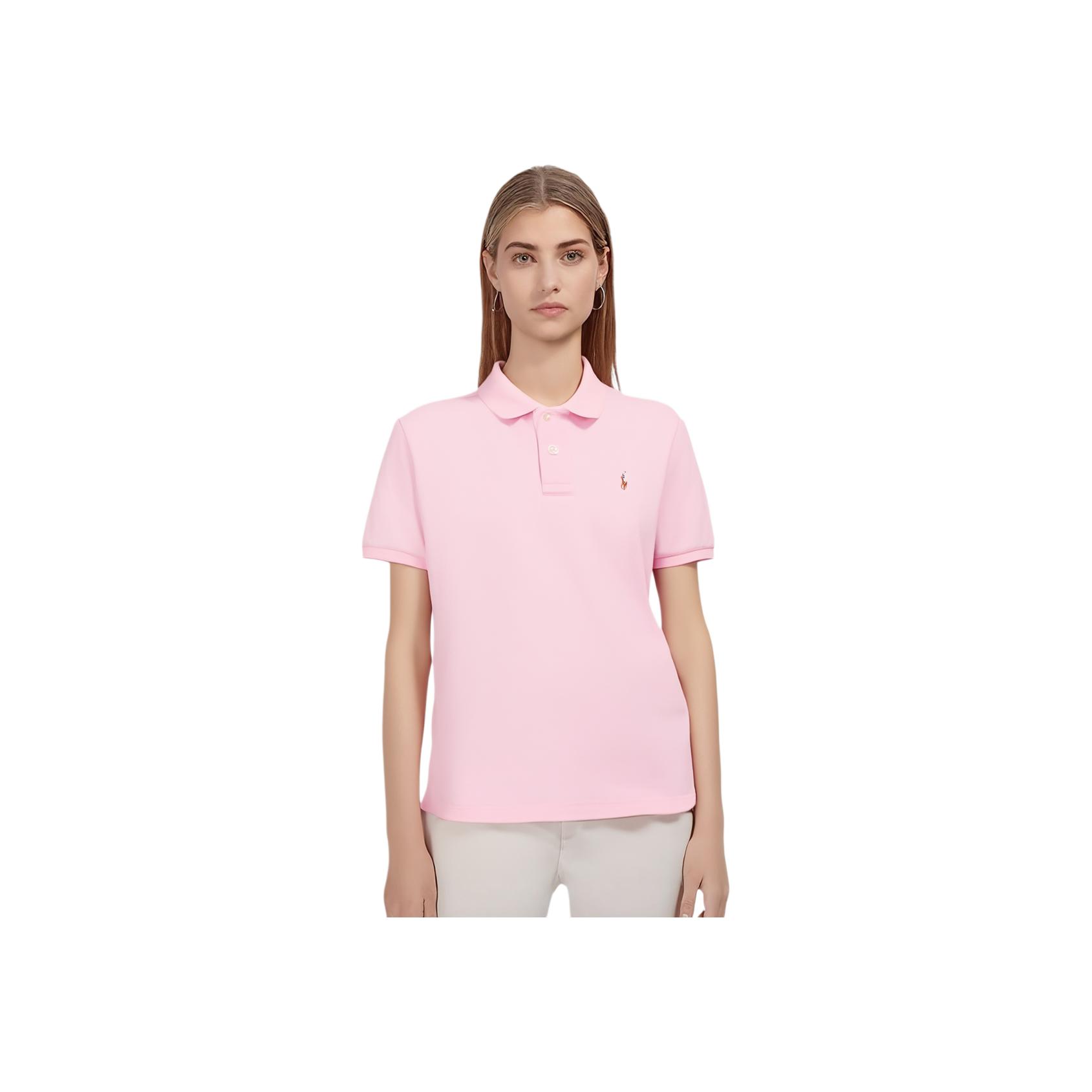 

Polo Ralph Lauren SS25 Вышитое лого маленькой лошади Однотонная футболка-поло с коротким рукавом Женские топы Розовый 323952431-007 L