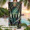 Witchcraft Theme Beach Towel Personalized Custom Name & Text Soft Quick Dry Beach Towel for Swimming Travel