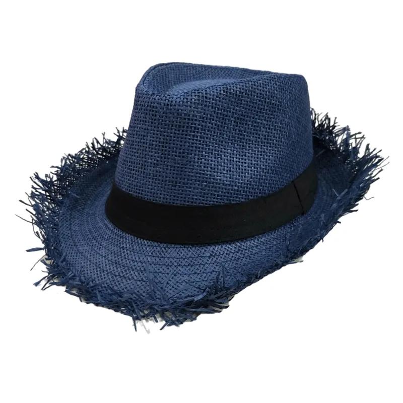 WTEMPO Summer Unisex Breathable Sunscreen Hats Vintage Hand-woven Straw Hats Solid Color Casual Formal Hats