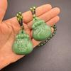 Jade Glückstasche Anhänger Halskette Handgeschnitzt für Damen Herren Segen Charme Beste Geschenkidee