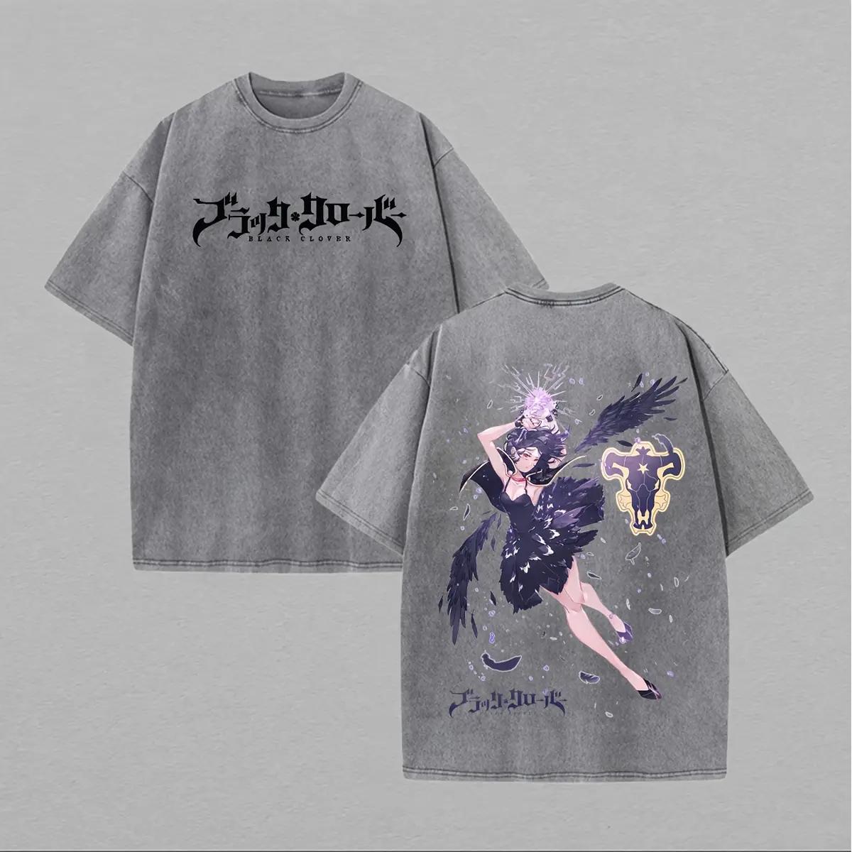 

Black Clover Secre Swallowtail Anime T-shirt Men Women Clothing Harajuku Y2k Washed T Shirt Summer Short Sleeve Cotton Tees Tops S серый