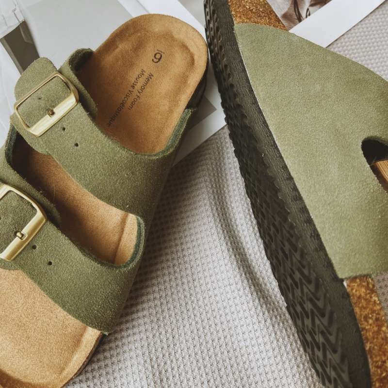 Foreign Trade Export Cowhide Birkencool Slippers Women's Summer Korean Version Niche Retro Flat-bottomed Casual Lazy Slippers