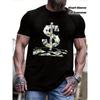 European Sizes Men'S  Dollar Sign Graphic T-Shirt - Casual Short Sleeve Crew Neck, Black with Colorful Money Design, Perfect for Summer