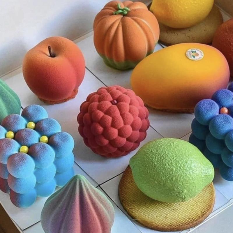 New Cherry Persimmon Pomegranate Strawberry Lemon Durian Fruit Series Cake Silicone Mold Baking Mousse Mould Cake Decoration