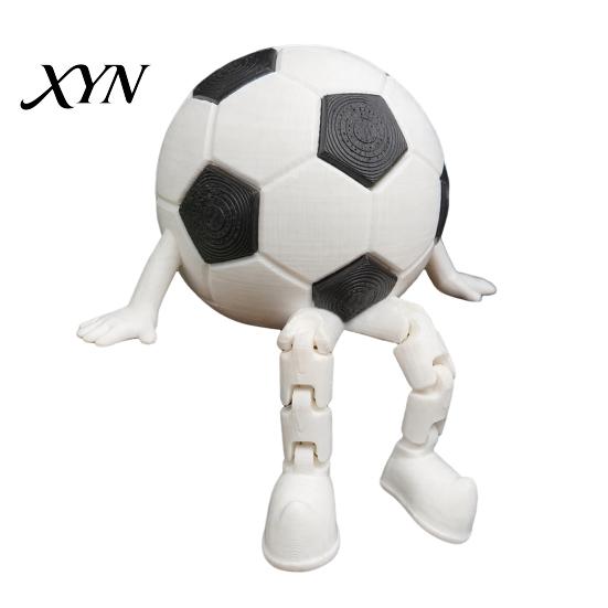 Classic Football Pattern Ornament 3D Printed Soccer Ball Buddy Figurine with Articulated Legs, Decorative Sports Collectible, Tough Material