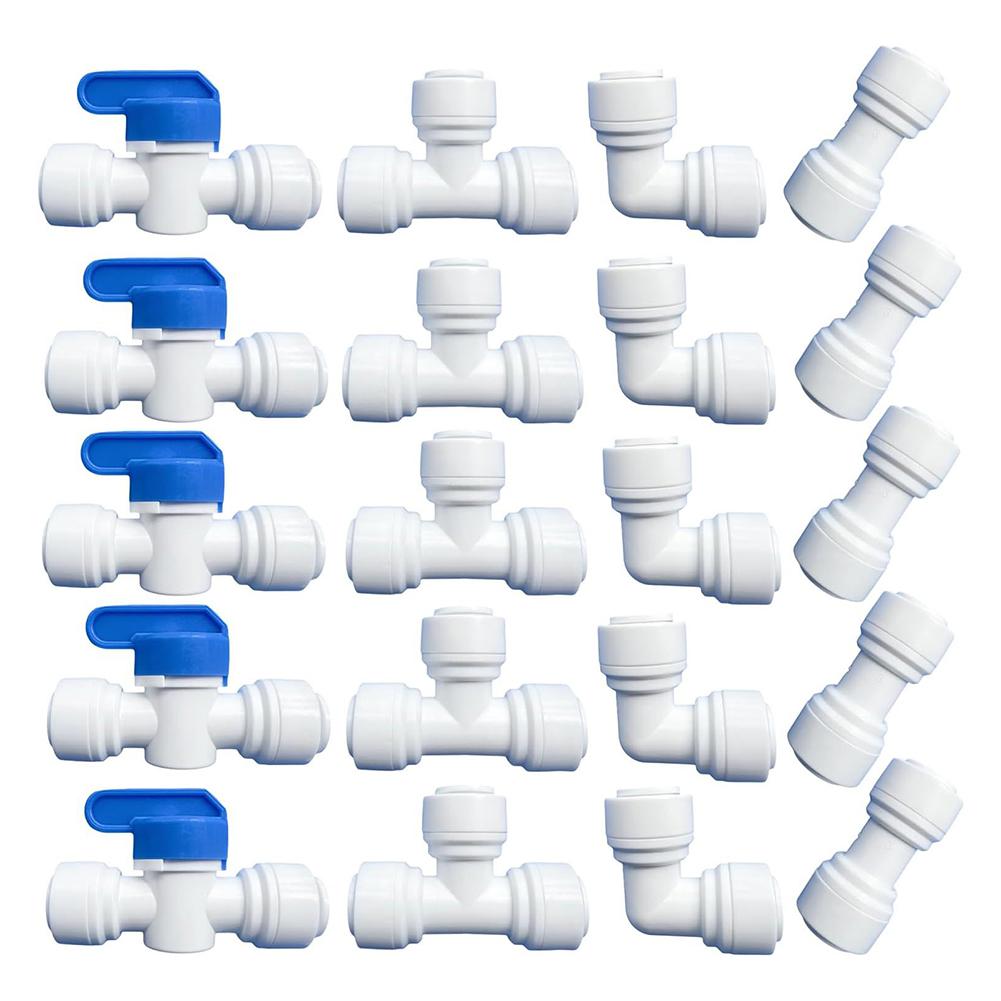 

20 Pieces 38 Inch Quick Connect Fittings for RO Systems Easy Installation with Non Locking Clip Compatible with 3/8 Inch Tubing China Mainland