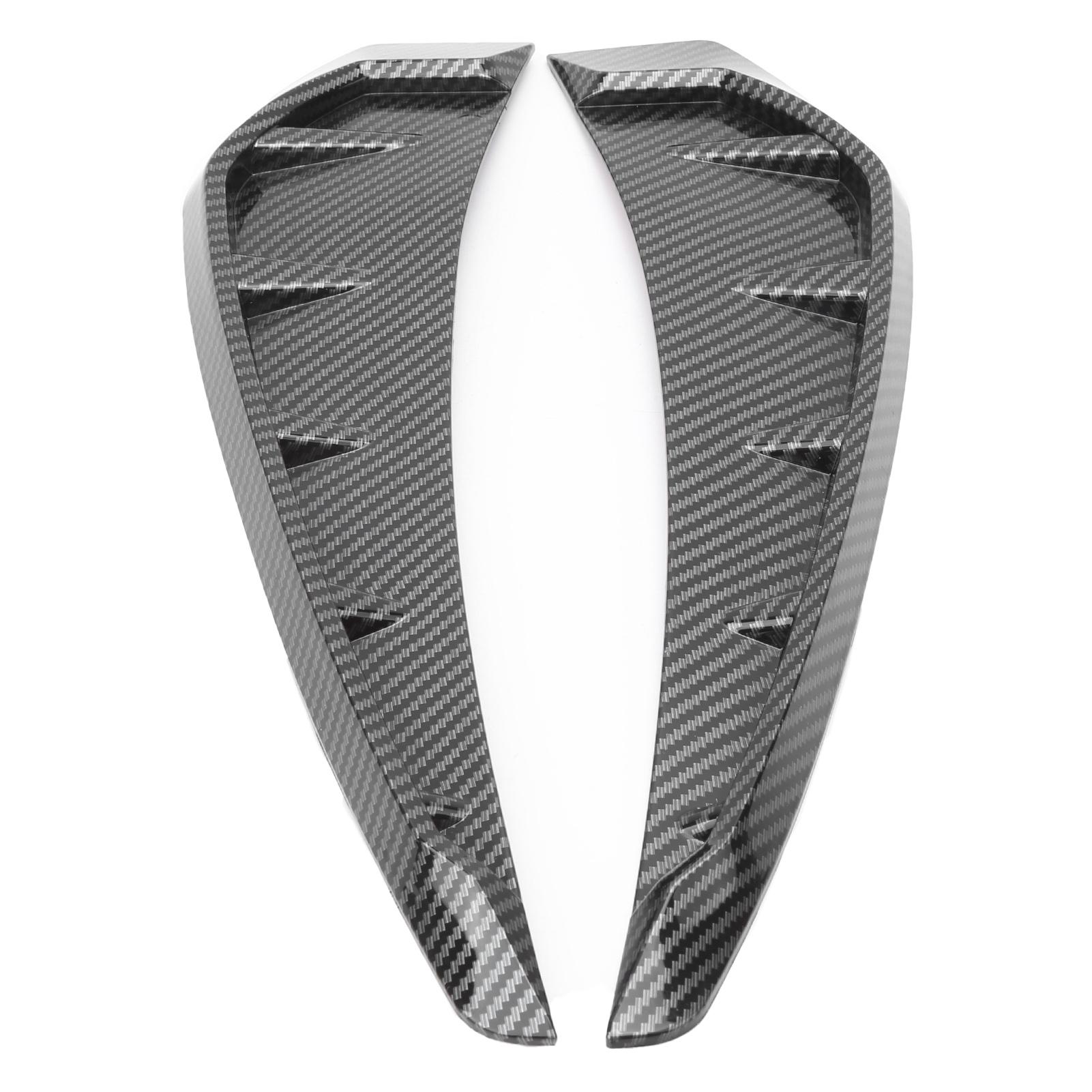 

2 шт. Накладки на вентиляционные отверстия крыльев, черные с карбоновым узором, ПУ резина, универсальные для автомобиля