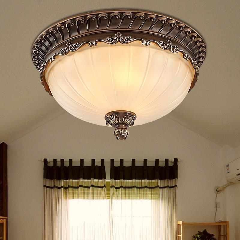 European Style Eye Protection Ceiling Light for Bedroom, Living Room, Balcony, and Entrance - French Retro Round Fixture