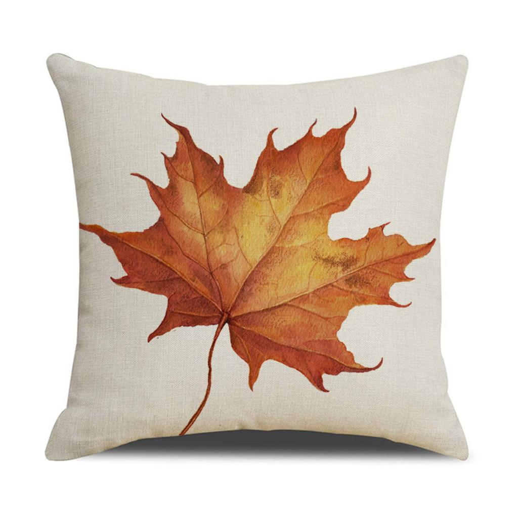 Autumn Thanksgiving Pillow Cover 45x45cm Sofa Cushion Cover Pumpkin Leaf Pattern Decorative Throw Pillow Case without Insert