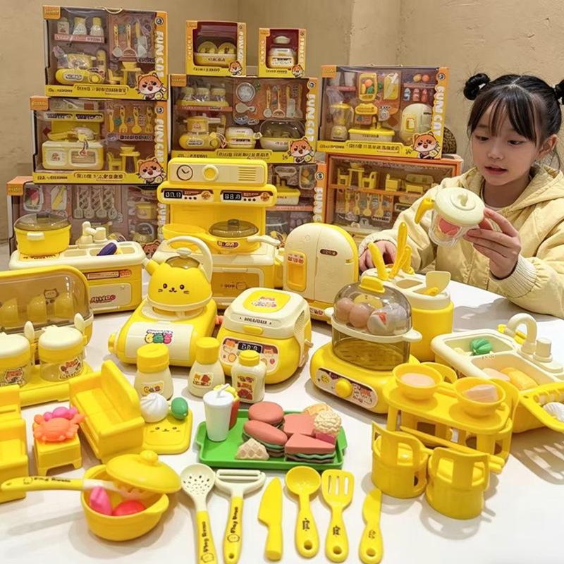 6688-10A Kitchen Role-Play Set: Stovetop, Dishwashing Basin & Tableware for Girls