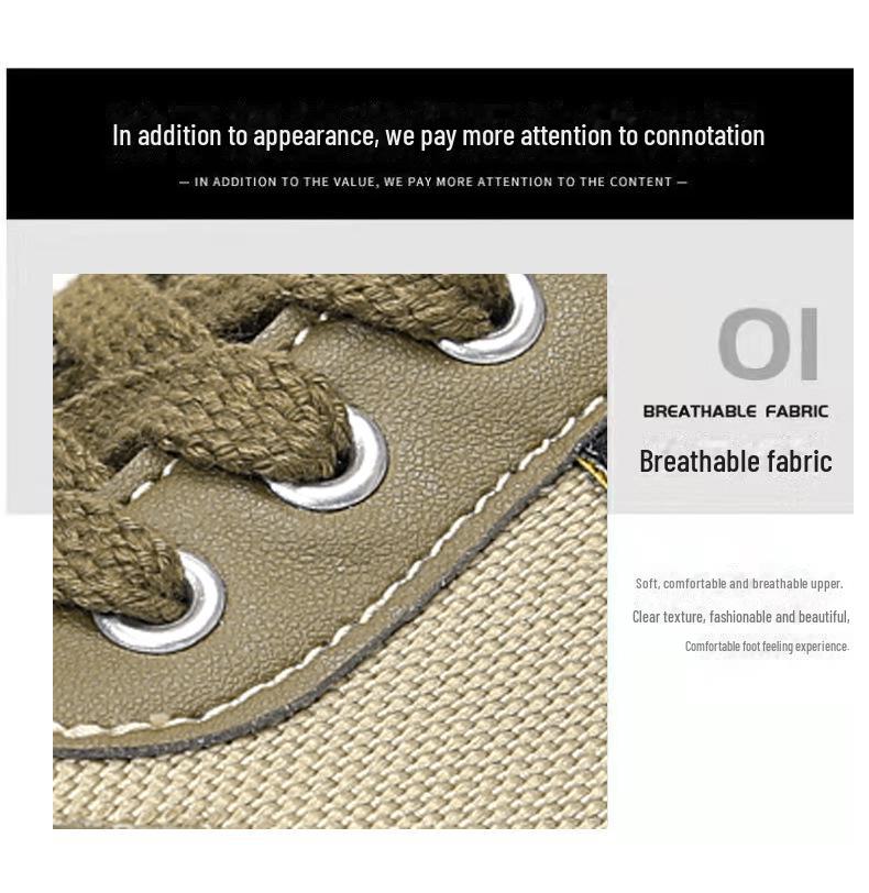 3537 Genuine Jiefang Unisex Mountaineering and Work Shoes - Yellow Rubber and Canvas Casual Shoes