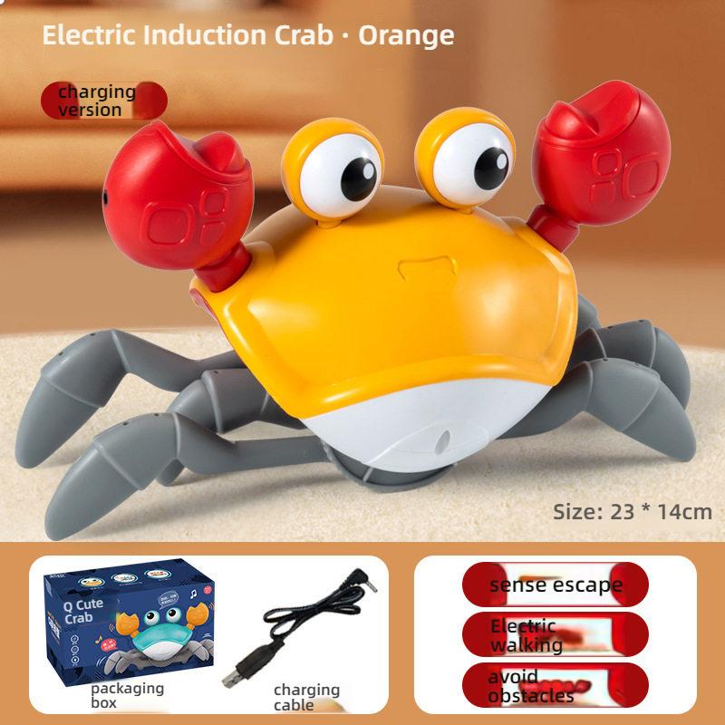 Crawling Crab Toy for Baby Rechargeable Crab Run Away with Music Led Light Up Toddler Gift Electric Induction Escape Toys