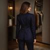 Navy Blue Pinstripe Suit Women's 3 Piece Suits for Office Chic Fashion Striped Suit (Jacket+Vest+Pants) Tailor Made