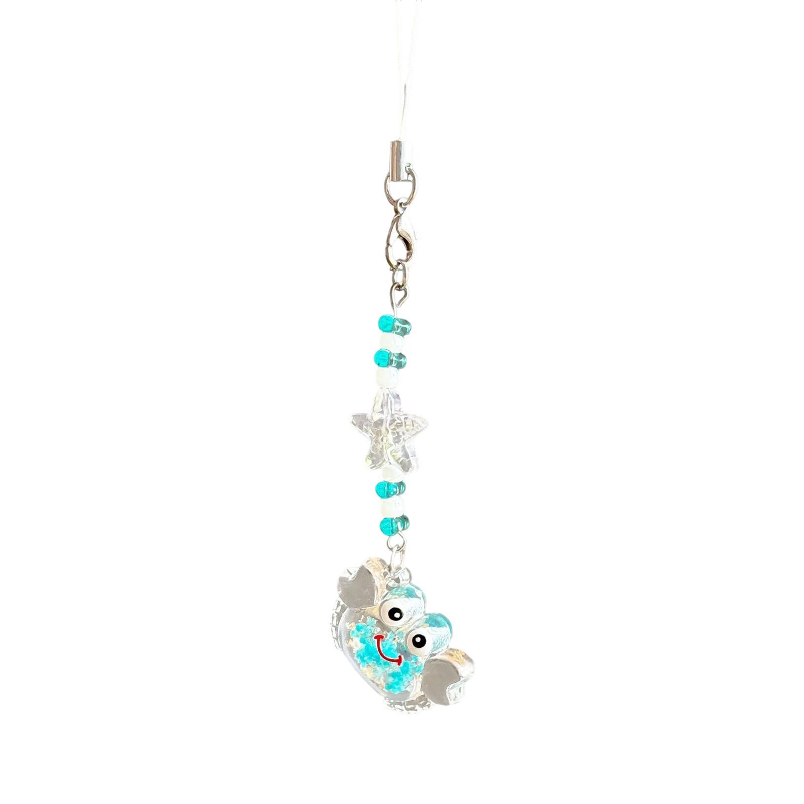 

Fun Crab Design Glowing Keychain Phone Chain Strap Multi Functional Resin Key Organiser For Bags And Car Ornament озеро синього кольору