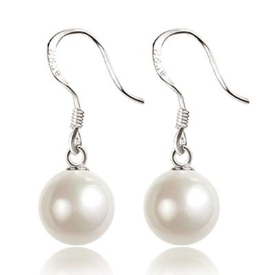 Orecchini da donna placcati argento stile perla di conchiglia imitazione Nanyang di acque profonde, ganci per orecchini, orecchini e orecchini da donna