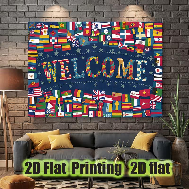 2D Global Country Flags Welcome Photo Booth Background Cloth