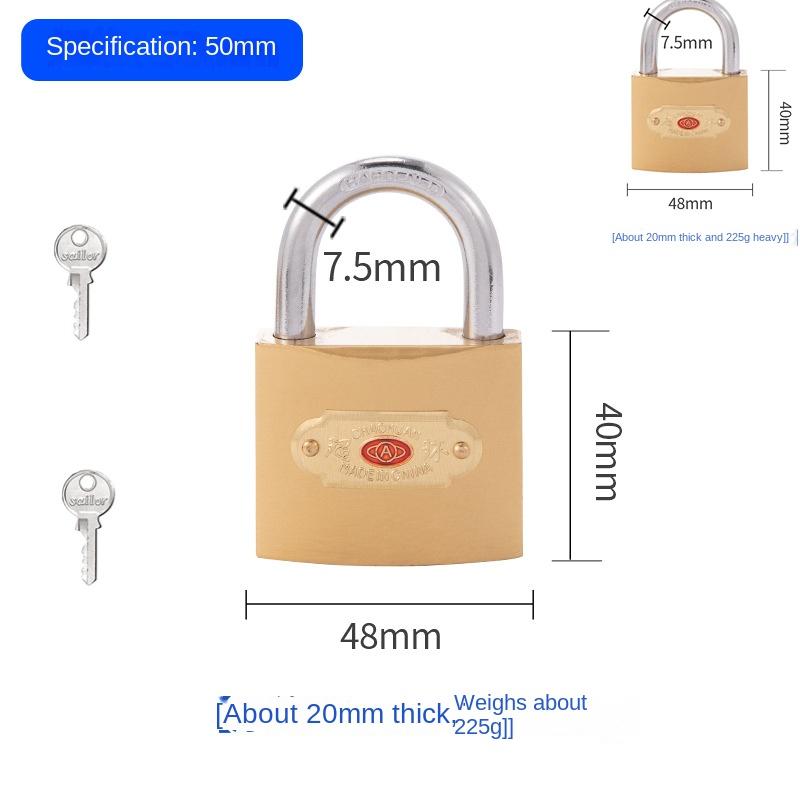 2Pcs Same key Keyed Padlock Copper Padlock Wolf Head Brass Locks Door Locks 32mm 38mm 50MM Not Rust Lock Core With 2 keys