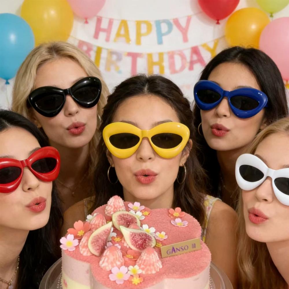 New Candy-colored Cat's Eye Sunglasses Street Fashion Dance Funny Personality Glasses Unisex Fashion Lip Sunglasses.
