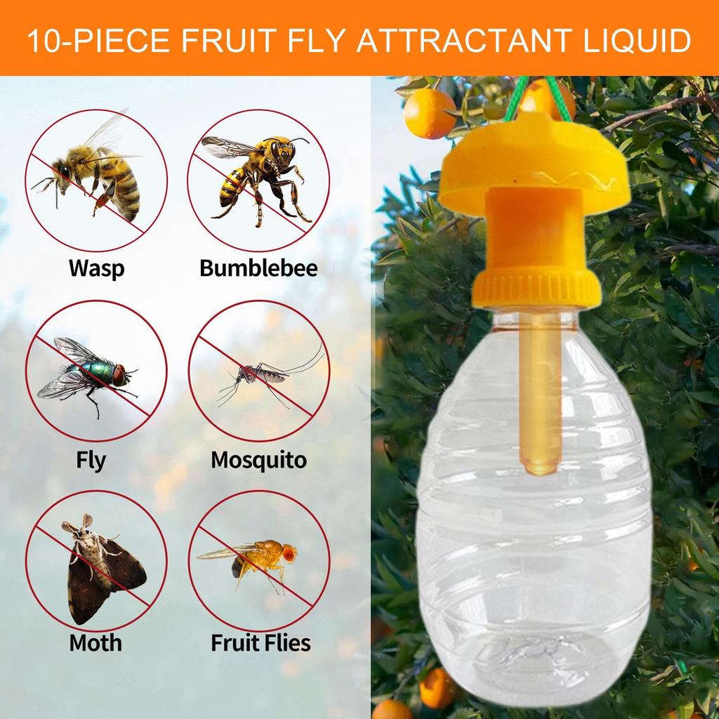 10pc Fruit Fly Attractant Fruit Fly Trap Killer Drosophila Trap Fly Catcher Liquid For Garden Orchard Farm Protection