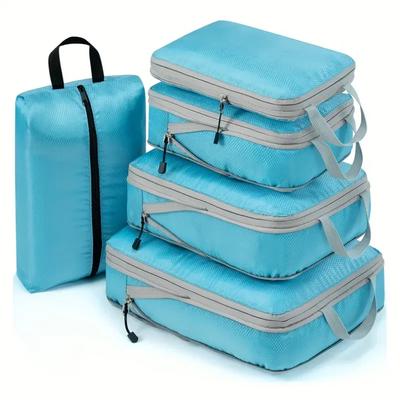 Reise-Kompressions-Packwürfel, Koffer-Gepäck-Organizer-Set, Reißverschluss, faltbare Aufbewahrungstasche für Kleidung, Schuhe, Reisezubehör