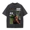 Washed Rapper Frank Vintage Oversized T Shirts Men Ocean Hip Hop Trend T Shirt Blond Pop Music Tshirts Male Fashion Streetwear