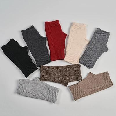 Women's Winter Knitted Fingerless Gloves Cashmere Short Half Finger Wrist Twist Hand Warmer Stretch Mitten for Girls