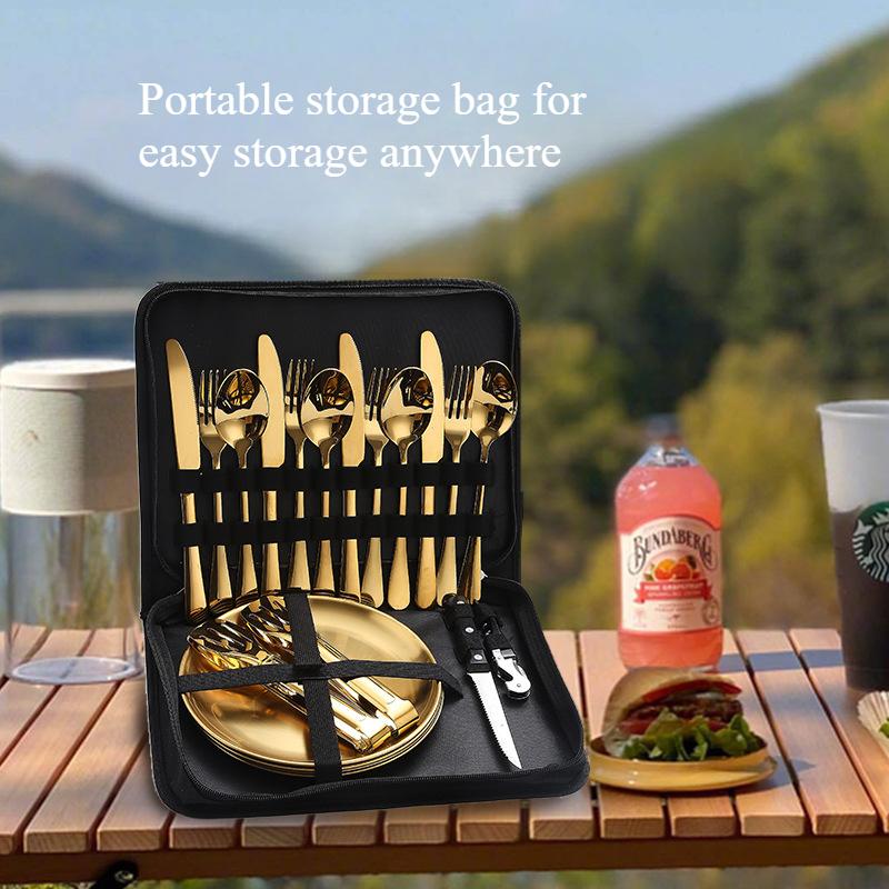 10in1 or 20in1 Two Options Stainless Steel Outdoor Tableware Set, Camping Picnic Knife, Fork, Spoon