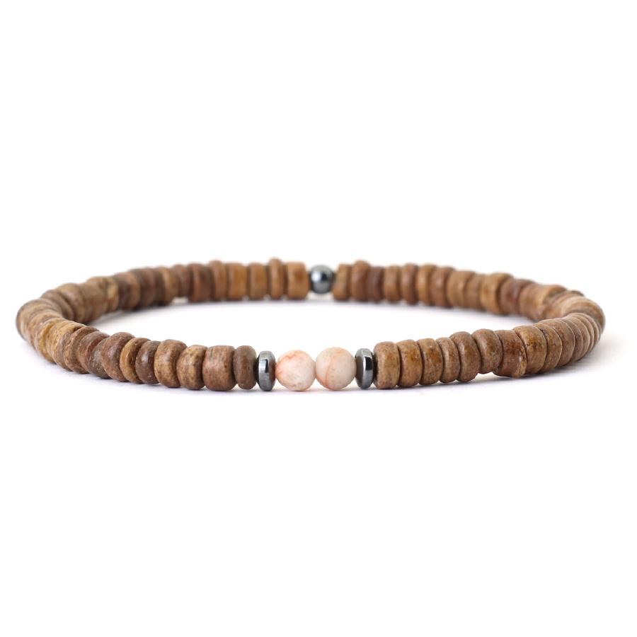 Noter New Men Natural Coconut Bead Bracelet Vintage Meditation Wooden Braclet Hematite Healing Braslet Tiger Eyes Stone Pulsera